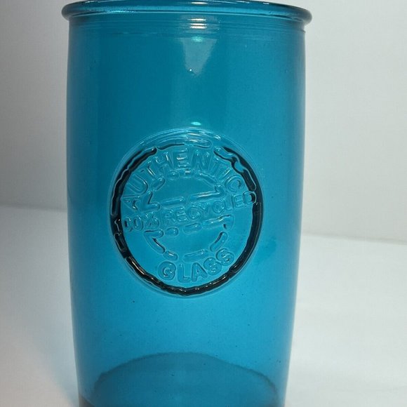Vidrios San Miguel Art Aqua Blue Art Glass Vase Tumbler Hand Blown